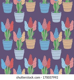 Hyacinths seamless pattern