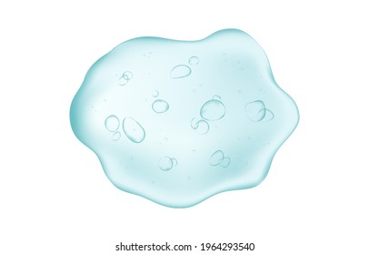 Hyaluronic acid.  Blue gel drop. Oxygen air bubbles  in water on white  background. Vector texture.