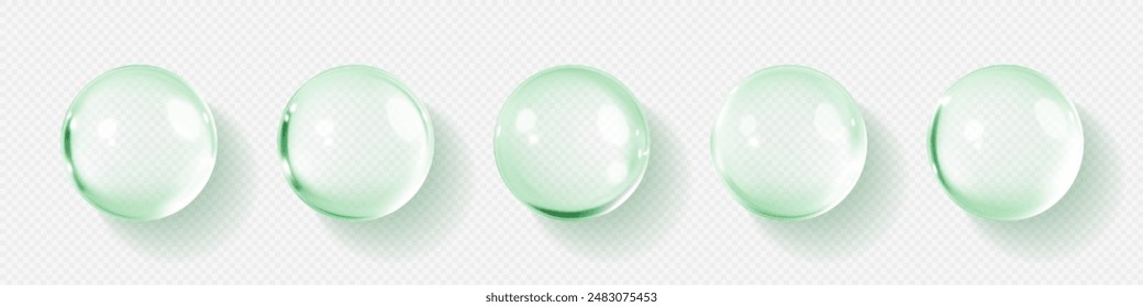 Hyaluronic acid  bubbles. Collagen clear drops. Cosmetic serum. Skincare product. Vector illustration