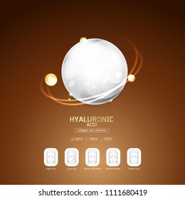 Hyaluronic acid Collagen Serum and Vitamin Background Concept Skin Care Cosmetic.
