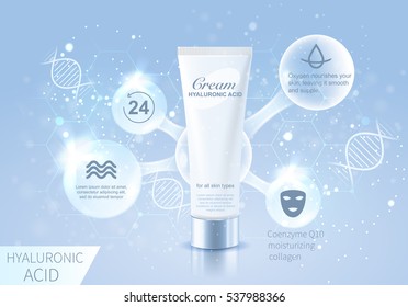 Hyaluronic Acid Cream Drop Structure Infographics