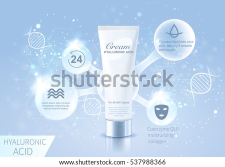 Hyaluronic Acid cream drop structure infographics