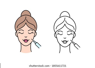 Hyaluronic Acid Face Injection Line Art Stock Vector (royalty Free 