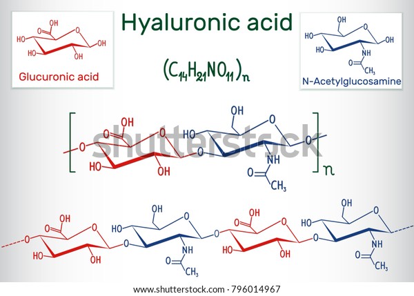 ヒアルロン酸 Ha ヒアルロン酸 ヒアルロナン 高分子 N アセチルグルコサミンとd グルクロン酸の二糖単位を繰り返して構成する 構造化学式 ベクター画像eps10 のベクター画像素材 ロイヤリティフリー
