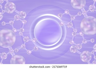 Hyaluronic acid hair and skin solutions ad, purple collagen serum drop with cosmetic advertising background ready to use, illustration vector.	