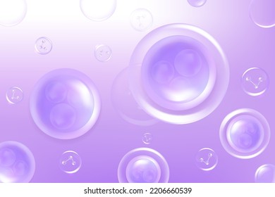 Hyaluronic acid hair and skin solutions ad, purple collagen serum drop with cosmetic advertising background ready to use, illustration vector.	