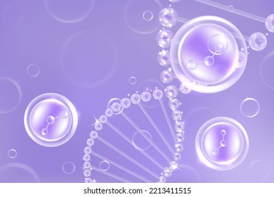 Hyaluronic acid hair and skin solutions ad, purple collagen serum drop with cosmetic advertising background ready to use, illustration vector.