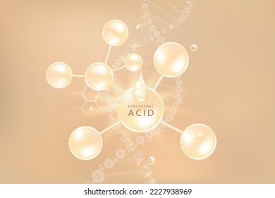 Hyaluronic acid hair and skin solutions ad, creamy collagen serum drop with cosmetic advertising background ready to use, illustration vector.	