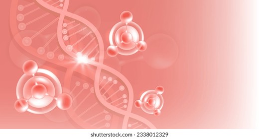 Hyaluronic acid hair and skin solutions ad, pink collagen serum drop with cosmetic advertising background ready to use, illustration vector.