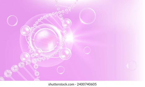 Hyaluronic acid hair and skin solutions ad, pink collagen serum drop with cosmetic advertising background ready to use, illustration vector.	