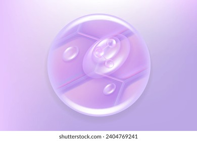 Hyaluronic acid hair and skin solutions ad, purple collagen serum drop into skin cells with cosmetic advertising background ready to use, illustration vector.	