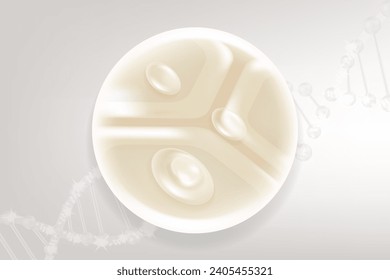 Hyaluronic acid hair and skin solutions ad, white collagen serum drops into skin cells with cosmetic advertising background ready to use, illustration vector.	