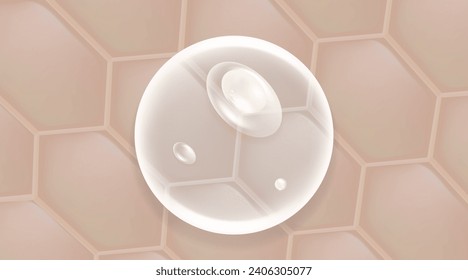 Hyaluronic acid hair and skin solutions ad, white collagen serum drop into skin cells with cosmetic advertising background ready to use, illustration vector.	