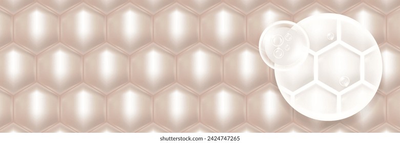 Hyaluronic acid hair and skin solutions ad. white collagen serum drops into skin cells with cosmetic advertising background ready to use, illustration vector.