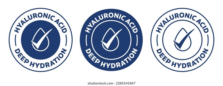 Hyaluronic acid icon. deep hydration symbol. skin hydration lotion sign logo. hyaluronan stamp - Stock vector