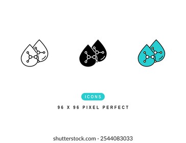 Hyaluronic Acid Icon. Hydrate Water Drop Serum Symbol Stock Illustration. Vector Line Icons For UI Web Design And Presentation
