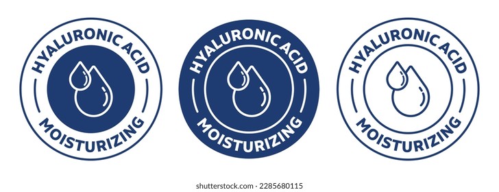 Hyaluronic acid icon. Moisturizing sign. badge, seal, sticker, logo, and symbol Variants. Isolated vector illustration