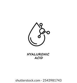 Icono de ácido hialurónico. Cuidado orgánico de la piel y cosméticos. Componentes cosméticos orgánicos para una piel sana e hidratada. Vector lineal icono