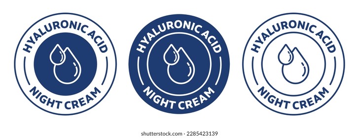 Hyaluronic acid icon set. suitable for skincare products. blue color badge, seal, sticker, logo, and symbol variants. Isolated vector illustration