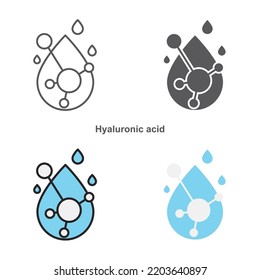 Hyaluronic acid icon set. Vector illustration on white background