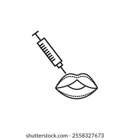 Hyaluronic acid lips injection icon Symbol mark in Outline style