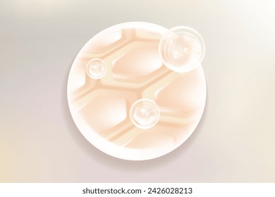 Hyaluronic acid and Niacinamide hair and skin solutions ad, white collagen serum drops into skin cell with cosmetic advertising background ready to use, illustration vector.