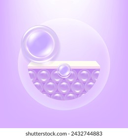 Hyaluronic acid and Niacinamide hair and skin solutions ad, purple collagen serum drops into skin cell with cosmetic advertising background ready to use, illustration vector.