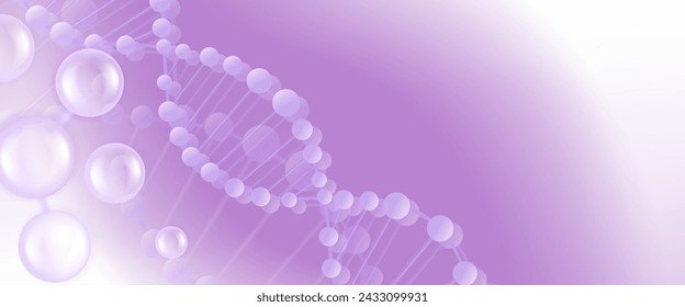 Hyaluronsäure und Niacinamid Haar- und Hautlösungen AD, lila Kollagen Serumtropfen mit kosmetischem Werbehintergrund gebrauchsfertig, Illustrationsvektor.	