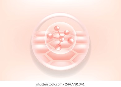 Hyaluronic acid and Niacinamide hair and skin solutions ad, pink collagen serum drop with cosmetic advertising background ready to use, illustration vector.	