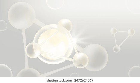 Hyaluronsäure und Niacinamid Haar- und Hautlösungen AD, weißer Kollagenserumtropfen mit kosmetischem Werbehintergrund gebrauchsfertig, Illustrations-Vektorgrafik.	
