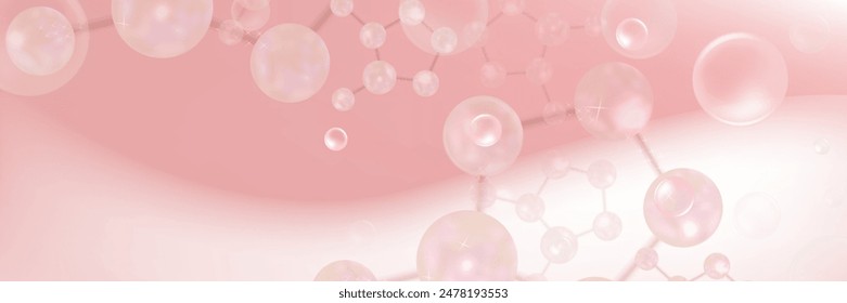 Hyaluronic acid and Niacinamide hair and skin solutions ad, pink collagen serum drop with cosmetic advertising background ready to use, illustration vector.	