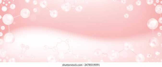 Hyaluronic acid and Niacinamide hair and skin solutions ad, pink collagen serum drop with cosmetic advertising background ready to use, illustration vector.	