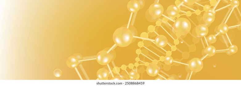 Hyaluronic acid and Niacinamide hair and skin solutions ad, gold collagen serum drop with cosmetic advertising background ready to use, illustration vector.