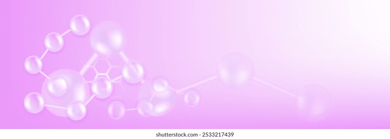 Hyaluronic acid and Niacinamide hair and skin solutions ad, pink collagen serum drop with cosmetic advertising background ready to use, illustration vector.	