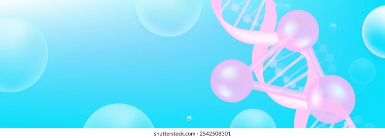 Hyaluronic acid and Niacinamide hair and skin solutions ad, pink collagen serum drop with cosmetic advertising background ready to use, illustration vector.