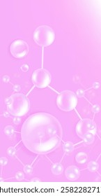 Hyaluronic acid and Niacinamide hair and skin solutions ad, pink collagen serum drop with cosmetic advertising background ready to use, illustration vector.	