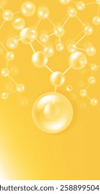 Hyaluronic acid and Niacinamide hair and skin solutions ad, gold collagen serum drop with cosmetic advertising background ready to use, illustration vector.	