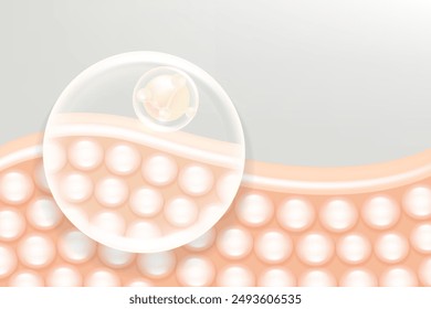 Hyaluronic acid and Niacinamide skin solutions ad. white collagen serum drops into skin cells with cosmetic advertising background ready to use, illustration vector.	