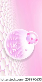 Hyaluronic acid and Niacinamide skin solutions ad. pink collagen serum drops into skin cells with cosmetic advertising background ready to use, illustration vector.	