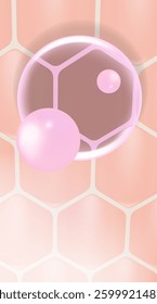 Hyaluronic acid and Niacinamide skin solutions ad. pink collagen serum drops into skin cells with cosmetic advertising background ready to use, illustration vector.	