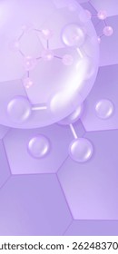 Hyaluronic acid and Niacinamide skin solutions ad. purple collagen serum drops into skin cells with cosmetic advertising background ready to use, illustration vector.	