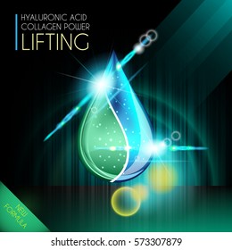 Hyaluronic Acid Oil Serum Essence 3D Droplet, Skincare Icon, Cosmetics Ads Template