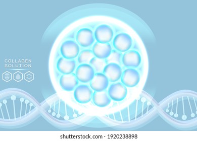 Hyaluronic acid skin solutions ad, blue collagen serum drop with cosmetic advertising background ready to use, illustration vector.	