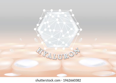 Hyaluronic acid skin solutions ad, white collagen serum drops with cosmetic advertising background ready to use, illustration vector.