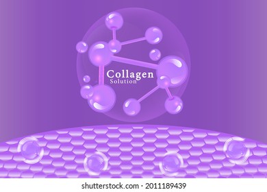 Hyaluronic acid skin solutions ad, purple collagen serum drops with cosmetic advertising background ready to use, illustration vector.
