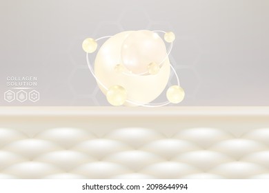 Hyaluronic acid skin solutions ad, white collagen serum drops with cosmetic advertising background ready to use, illustration vector.