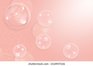 Hyaluronic acid skin solutions ad, pink collagen serum drops with cosmetic advertising background ready to use, illustration vector.