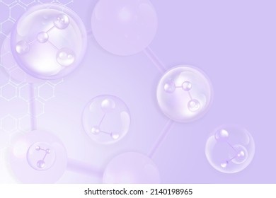 Hyaluronic acid skin solutions ad, purple collagen serum drops with cosmetic advertising background ready to use, illustration vector.