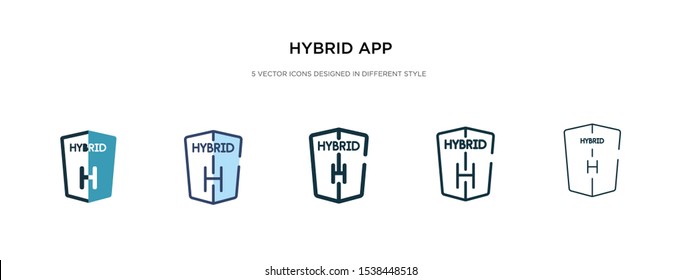 hybrid app icon in different style vector illustration. two colored and black hybrid app vector icons designed in filled, outline, line and stroke style can be used for web, mobile, ui