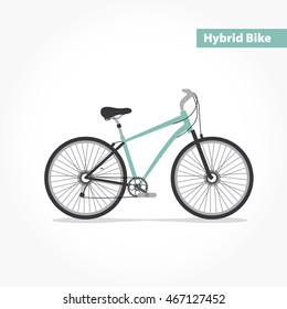 Hybrid bicycle, bike flat icon. Vector modern illustration and design element on white background.